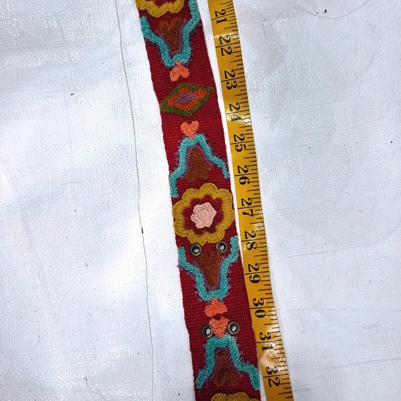 Jenny Krauss Red Wool Floral Embroidered Belt